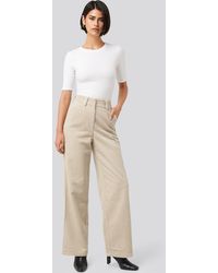 NA-KD Corduroy Wide Leg Suit Pants - Naturel