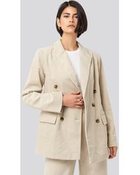 NA-KD Corduroy Double Breasted Blazer - Neutre