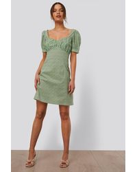 NA-KD Mini-jurk Met Pofmouwen - Groen