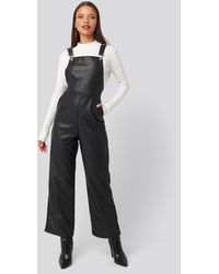NA-KD Pu Leather Dungaree Black