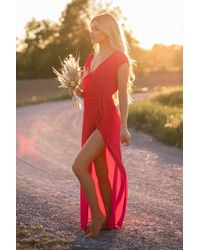 NA-KD Pamela x Reborn Recycelt Overlap-Kleid - Rot