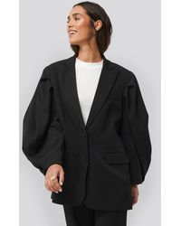 NA-KD Balloon Sleeve Blazer - Zwart