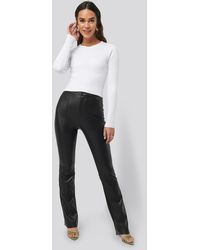 NA-KD Flared Pu Pants - Zwart