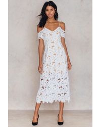NA-KD Boho Cold Shoulder Crochet Midi Dress - Mehrfarbig