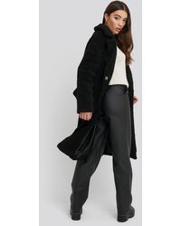 NA-KD Big Collar Teddy Coat - Zwart