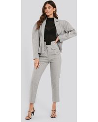 NA-KD High Waist Detailed Pants - Grijs