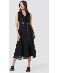 Trendyol Belted Detailed Animal Midi Dress - Zwart