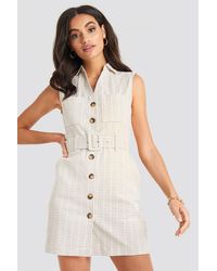 NA-KD Classic Belted Cargo Sleeveless Dress - Weiß