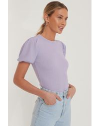 NA-KD Top Mit Puffschultern - Lila
