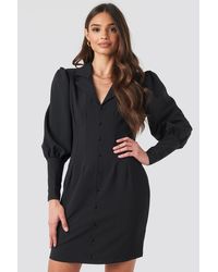NA-KD Trend Button Front Mini Dress - Schwarz