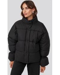 NA-KD Elastic Detail Puffer Jacket - Zwart