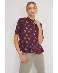 NA-KD Bedruckte Fließende Bluse - Lila
