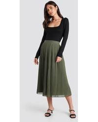 NA-KD Pleated Long Skirt - Groen