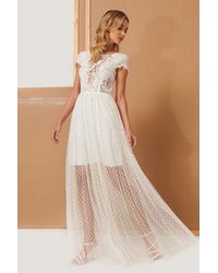 NA-KD Ida Sjöstedt for Maxikleid Mit Details - Weiß