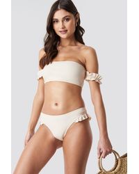 NA-KD Frilled Bikini Bottom - Wit