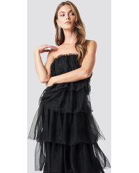 NA-KD Party Tulle Layered Midi Dress - Schwarz