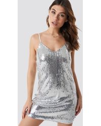 NA-KD Linn Ahlborg x Sequin Slip In Dress - Mettallic