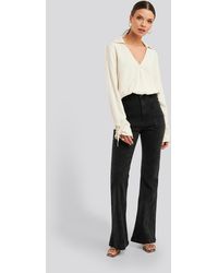 NA-KD High Waist Front Seam Flare Jeans - Grijs