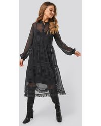 NA-KD Light Chiffon Printed Dress - Schwarz