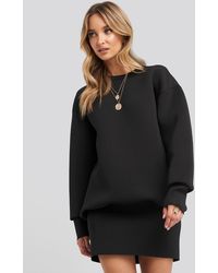 NA-KD Oversized Sweatshirt Dress - Schwarz