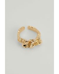 NA-KD Gold Recycled Chunky Hammered Ring - Metallic