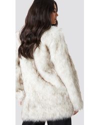 NA-KD Round Neck Faux Fur Jacket - Wit