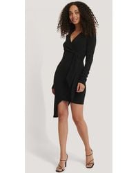 NA-KD Asymmetric Hem Mini Dress - Zwart