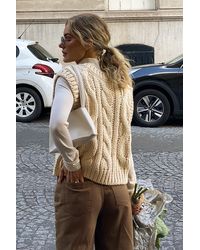 NA-KD Beige Thick Cable Knit Vest - Natural