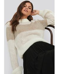 NA-KD Balloon Sleeve Striped Knitted Sweater - Meerkleurig