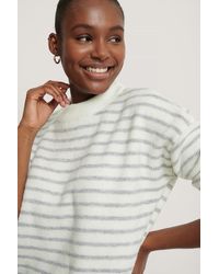 NA-KD Striped Round Neck Knitted Sweater - Wit