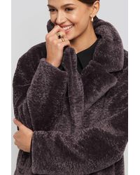 NA-KD Long Teddy Coat - Zwart