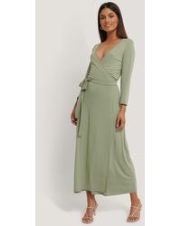 NA-KD Basic Wickelkleid Mit Schnürung - Grün