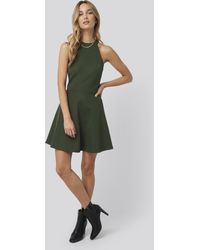 NA-KD Halter Neck Skater Dress - Groen