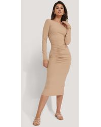 NA-KD Trend Gathered Jersey Dress - Natur
