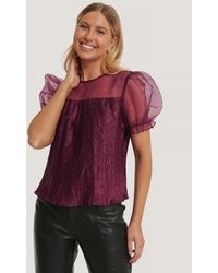 NA-KD Organza Bluse - Lila