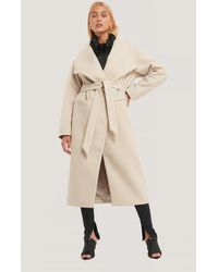 NA-KD Beige Oversized Big Collar Coat - Natural