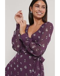 NA-KD Chiffon Wikkeljurk - Paars
