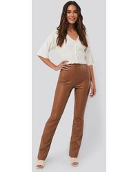 NA-KD Flared Pu Pants - Bruin