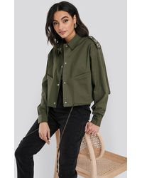NA-KD Eyelet Detail Jacket - Groen