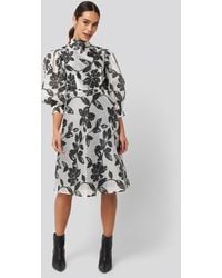 NA-KD High Neck Puff Quarter Sleeve Dress - Meerkleurig