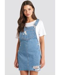 NA-KD Raw Hem Mini Dungaree Blue