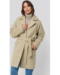 NA-KD Oversized Midi Coat - Naturel