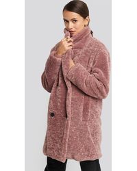 NA-KD Long Teddy Coat - Meerkleurig