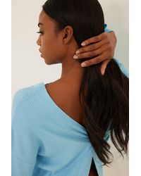 NA-KD Blue Knitted Deep Back Detail Sweater