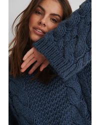 NA-KD Trend Chunky Cable Knitted Sweater - Blau