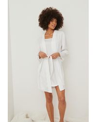 NA-KD Satin Loungewear Robe - White