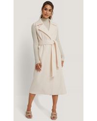 NA-KD Lang Gilet Met Riem - Naturel