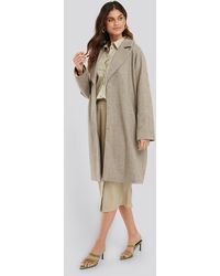 NA-KD Light Herringbone Coat - Naturel