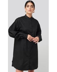 NA-KD Classic Oversized Cotton Shirt Dress - Schwarz