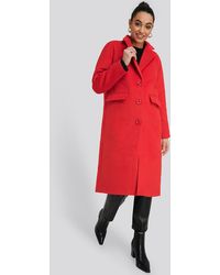 NA-KD Single Breasted Lapel Coat - Rood